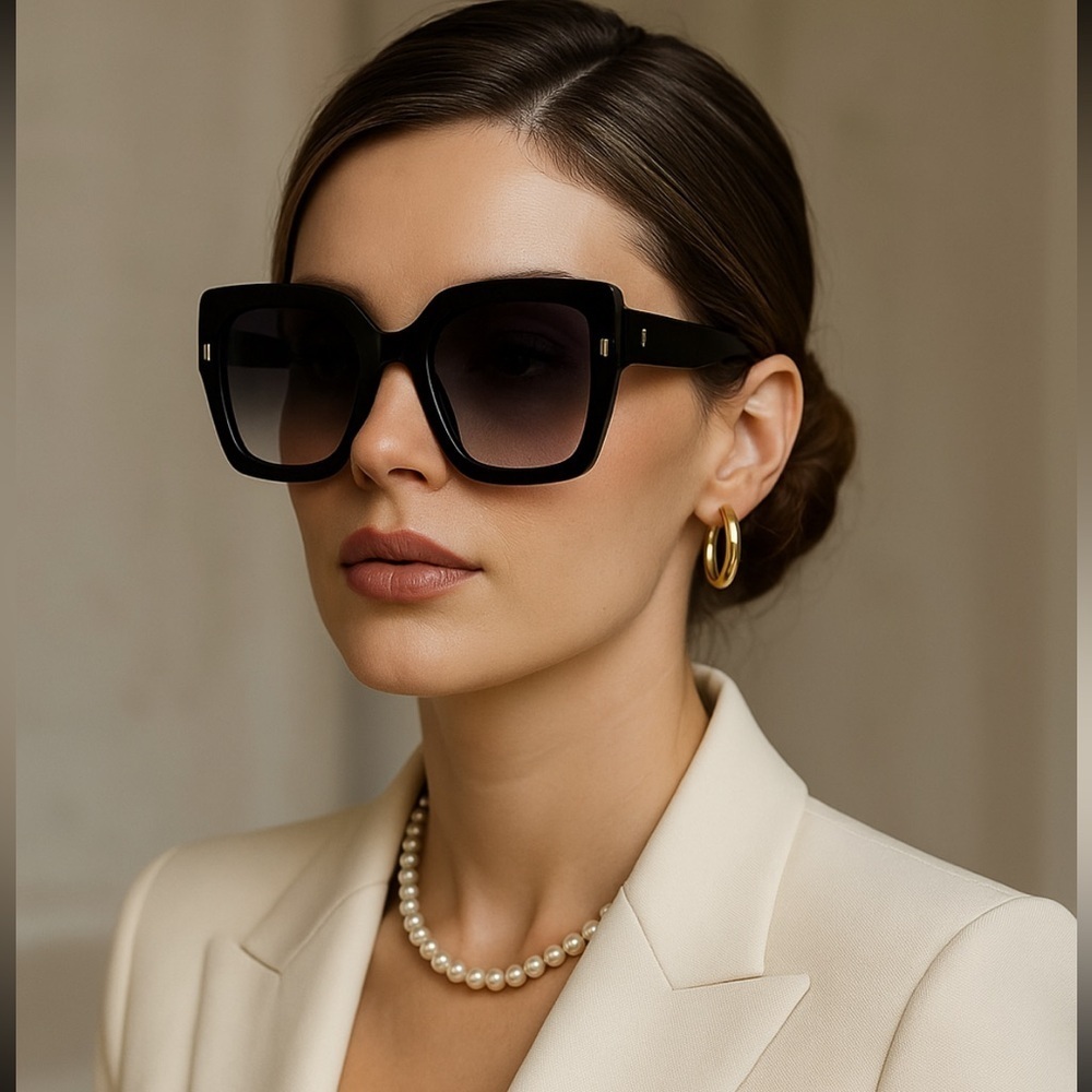 Sojos Square Retro Women Black Vintage Oversized Luxury Large Sunglasses Eyewear
